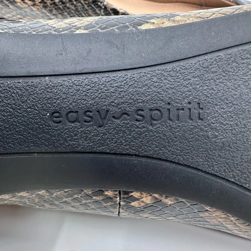 Easy Spirit Bell Snake Print Slip On Ballet Flats US 6.5-7 Leather Animal Print
